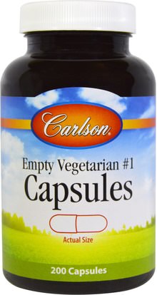 Carlson Labs, Empty Vegetarian #1 Capsules, 200 Capsules ,المكملات الغذائية، كبسولات فارغة، كبسولات فارغة 1