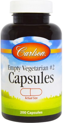 Carlson Labs, Empty Vegetarian #2 Capsules, 200 Capsules ,المكملات الغذائية، كبسولات فارغة