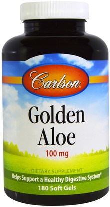 Carlson Labs, Golden Aloe, 100 mg, 180 Soft Gels ,المكملات الغذائية، الألوة فيرا، قبعات الألوة فيرا قبعات هلام