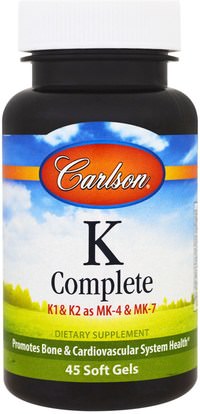 Carlson Labs, K Complete, 45 Softgels ,الفيتامينات، فيتامين k