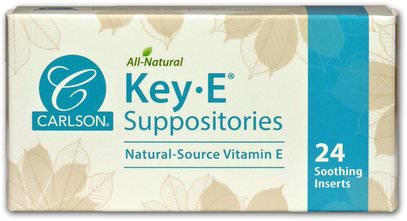 Carlson Labs, Key E Suppositories, Natural Vitamin E, 24 Soothing Inserts ,الصحة، البواسير، التحاميل