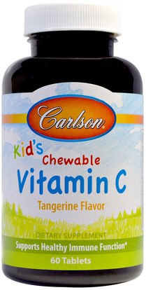Carlson Labs, Kids, Chewable Vitamin C, Tangerine Flavor, 60 Tablets ,الفيتامينات، فيتامين ج مضغ
