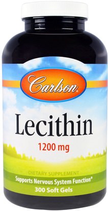 Carlson Labs, Lecithin, 1200 mg, 300 Soft Gels ,المكملات الغذائية، الليسيثين، والصحة