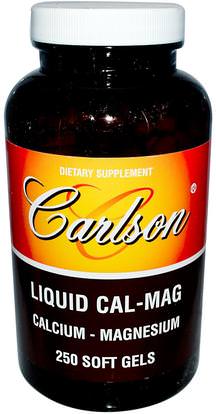 Carlson Labs, Liquid Cal-Mag, 250 Soft Gels ,المكملات الغذائية، والمعادن، والكالسيوم