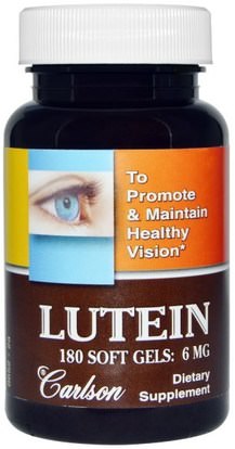Carlson Labs, Lutein, 6 mg, 180 Soft Gels ,المكملات الغذائية، مضادات الأكسدة، اللوتين