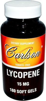 Carlson Labs, Lycopene, 15 mg, 180 Soft Gels ,المكملات الغذائية، مضادات الأكسدة، الليكوبين
