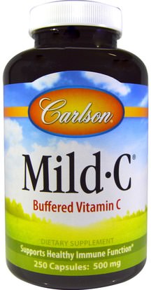 Carlson Labs, Mild-C, 500 mg, 250 Capsules ,الفيتامينات، فيتامين ج مخزنة