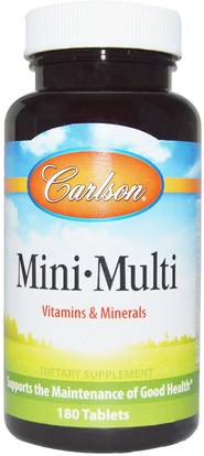 Carlson Labs, Mini-Multi, Vitamins & Minerals, Iron-Free, 180 Tablets ,Herb-sa