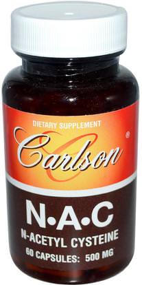 Carlson Labs, N-A-C, 500 mg, 60 Capsules ,المكملات الغذائية، والأحماض الأمينية، ناك (ن أستيل السيستين)