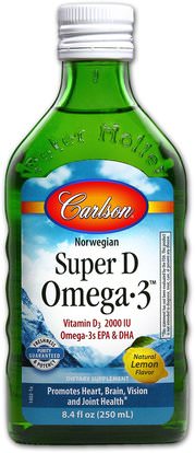 Carlson Labs, Norwegian Super D Omega3, Lemon Flavor, 8.4 fl oz (250 ml) ,الفيتامينات، فيتامين d3، فيتامين d3 السائل، المكملات الغذائية، إيفا أوميجا 3 6 9 (إيبا دا)، دا، إيبا