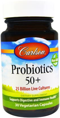 Carlson Labs, Probiotics 50+, 30 Veggie Caps ,المكملات الغذائية، البروبيوتيك، استقرت البروبيوتيك