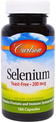 Carlson Labs, Selenium, 200 mcg, 180 Capsules ,المكملات الغذائية، مضادات الأكسدة، السيلينيوم