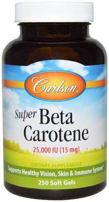 Carlson Labs, Super Beta Carotene, 25,000 IU (15 mg), 250 Soft Gels ,الفيتامينات، فيتامين (أ)، بيتا كاروتين