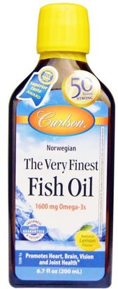 Carlson Labs, The Very Finest Fish Oil, Norwegian, Lemon, 6.7 fl oz (200 ml) ,المكملات الغذائية، إيفا أوميجا 3 6 9 (إيبا دا)، زيت السمك