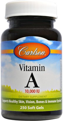 Carlson Labs, Vitamin A, 10,000 IU, 250 Soft Gels ,الفيتامينات، فيتامين أ