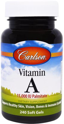 Carlson Labs, Vitamin A, 15,000 IU, 240 Soft Gels ,الفيتامينات، فيتامين أ