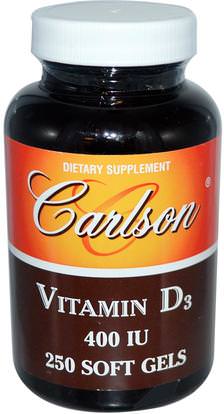 Carlson Labs, Vitamin D3, 400 IU, 250 Soft Gels ,الفيتامينات، فيتامين d3
