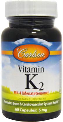 Carlson Labs, Vitamin K2, 5 mg, 60 Capsules ,الفيتامينات، فيتامين k