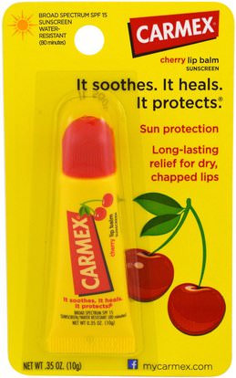 Carmex, Lip Balm, Cherry, SPF 15.35 oz (10 g) ,حمام، الجمال، العناية الشفاه، بلسم الشفاه