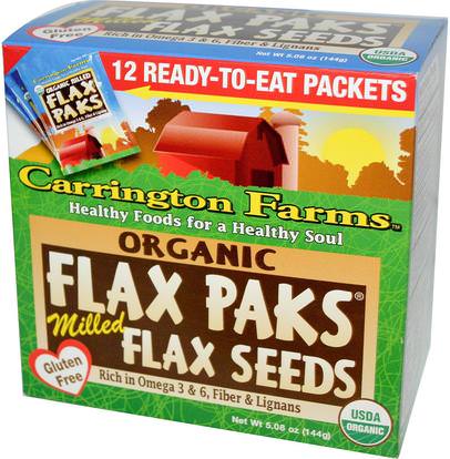Carrington Farms, Organic Flax Paks, Milled Flax Seeds, 12 Packs.4 oz (12 g) Each ,المكملات الغذائية، بذور الكتان