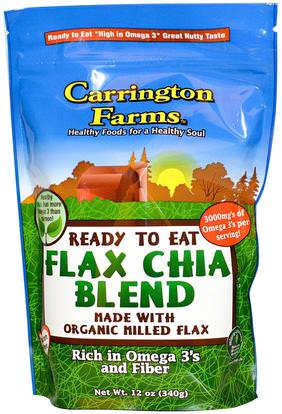 Carrington Farms, Ready To Eat, Organic Flax Chia Blend, 12 oz (340 g) ,المكملات الغذائية، بذور الكتان، إيفا أوميجا 3 6 9 (إيبا دا)، بذور شيا