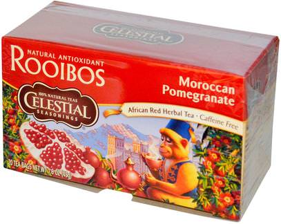 Celestial Seasonings, African Red Herbal Tea, Moroccan Pomegranate, Caffeine Free, 20 Bags, 1.6 oz (45 g) ,التوابل السماوية، والغذاء، والشاي رويبوس