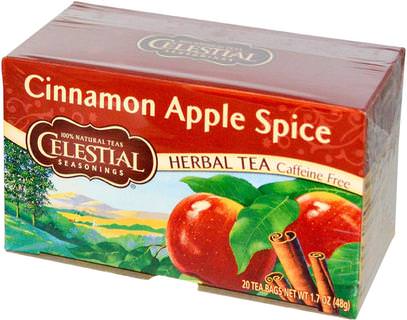 Celestial Seasonings, Cinnamon Apple Spice, Caffeine Free, 20 Tea Bags, 1.7 oz (48 g) ,التوابل السماوية