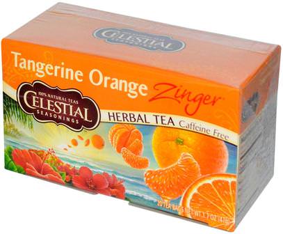 Celestial Seasonings, Herbal Tea, Caffeine Free, Tangerine Orange Zinger, 20 Tea Bags, 1.7 oz (47 g) ,التوابل السماوية، والغذاء، والشاي العشبية