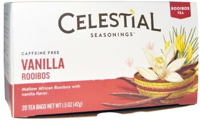 Celestial Seasonings, Rooibos Tea, Vanilla Rooibos, Caffeine Free, 20 Tea Bags, 1.5 oz (42 g) ,التوابل السماوية، والغذاء، والشاي رويبوس