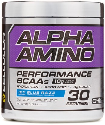 Cellucor, Alpha Amino, Performance BCAAs, Icy Blue Razz, 13.4 oz (381 g) ,المكملات الغذائية، والأحماض الأمينية، بكا (متفرعة سلسلة الأحماض الأمينية)