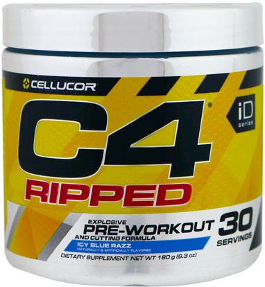 Cellucor, C4 Ripped Explosive, Pre-Workout, Icy Blue Razz, 6.3 oz (180 g) ,والصحة، والطاقة، والرياضة