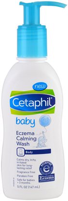 Cetaphil, Baby, Eczema Calming Wash, 5 fl oz (147 ml) ,الصحة، الجلد، غسول الجسم