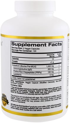 كغن اللبأ، والمكملات الغذائية، اللبأ California Gold Nutrition, CGN, Colostrum, 240 Veggie Capsules