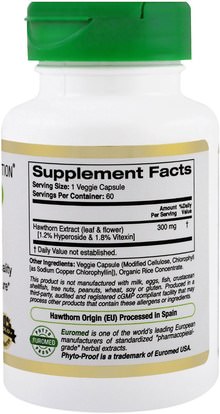 كورن يورويرهبس، الصحة California Gold Nutrition, CGN, EuroHerbs, Hawthorn Extract, 300 mg, 60 Veggie Caps