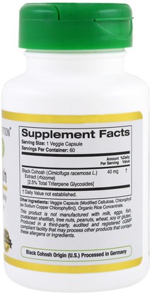 كورن، يورويرهبس، الصحة، نساء California Gold Nutrition, CGN, EuroHerbs, Black Cohosh Extract, 40 mg, 60 Veggie Caps