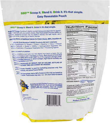 كغن الرياضة النقية، والمكملات الغذائية، والبروتين California Gold Nutrition, CGN, Peanut Butter Powder, 12% Fat, Gluten Free, 16 oz (454 g)