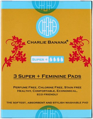 Charlie Banana, 3 Super + Feminine Pads, Floralie, 3 Pads ,الصحة، المرأة
