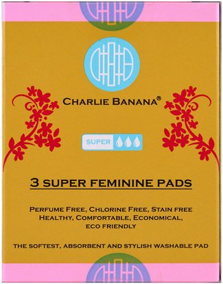 Charlie Banana, Super Feminine Pads, Floralie, 3 Pads ,الصحة، المرأة