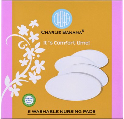 Charlie Banana, Washable Nursing Pads, 6 Pads ,صحة الطفل، تغذية الطفل