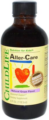 ChildLife, Essentials, Aller-Care, Natural Grape Flavor, 4 fl oz (118.5 ml) ,والصحة، والحساسية، والحساسية، وصحة الأطفال، وملاحق الأطفال