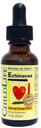 ChildLife, Essentials, Echinacea, Natural Orange Flavor, 1 fl oz (29.6 ml) ,صحة الأطفال، العلاجات العشبية للأطفال