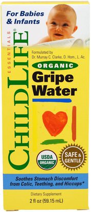 ChildLife, Organic Gripe Water, 2 fl oz (59.15 ml) ,صحة الطفل، مغص المياه غريب، التسنين الطفل