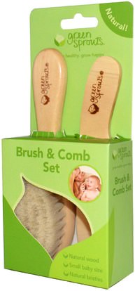 صحة الطفل، الطفل، الأطفال، فرش الشعر iPlay Inc., Green Sprouts, Brush & Comb Set, 2 Piece Set