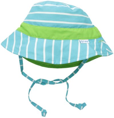 الأطفال صحة، الطفل، الأطفال، سونوير إيبلاي iPlay Inc., Classic Reversible Bucket Sun Protection Hat, 9-12 Months, Aqua Stripe