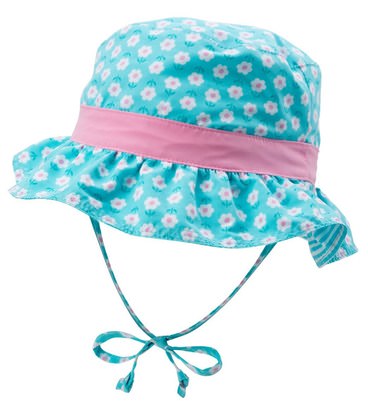 الأطفال صحة، الطفل، الأطفال، سونوير إيبلاي iPlay Inc., Classic Reversible Ruffle Bucket Sun Protection Hat, 9-18 Months, Aqua Daisy