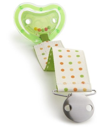 صحة الطفل، الطفل، الأطفال، اللهايات، الطفل والاطفال المنتجات Munchkin, Latch, Lightweight Pacifier & Rattle Clip, 6+ Months, 1 Pacifier & Designer Clip