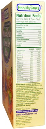 صحة الطفل، تغذية الطفل، حبوب الأطفال، أطفال الأطعمة Healthy Times, Organic Cereal for Baby, Mixed Grain, 8 oz (227 g)