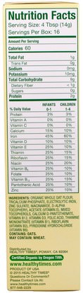 صحة الطفل، تغذية الطفل، حبوب الأطفال، أطفال الأطعمة Healthy Times, Organic Cereal for Baby, Oatmeal, 8 oz (227 g)