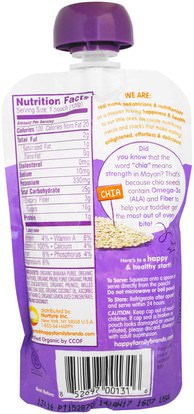 صحة الطفل، تغذية الطفل، الغذاء، أطفال الأطعمة Nurture Inc. (Happy Baby), HappyTot, Organic SuperFoods, Bananas, Peaches, Prunes & Coconut + Superchia, 4.22 oz (120 g)