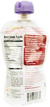 صحة الطفل، تغذية الطفل، الغذاء، أطفال الأطعمة Nurture Inc. (Happy Baby), Happytot, Organic Superfoods, Fiber & Protein, Pear, Raspberry, Butternut Squash & Carrot, 4 oz (113 g)